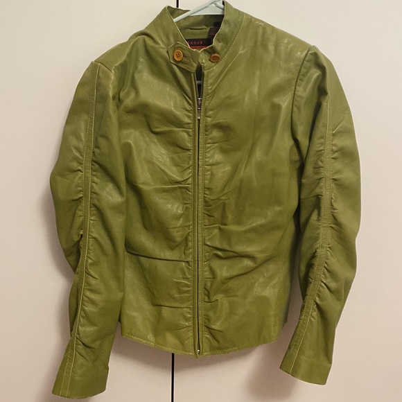 2000s style green leather jacket - Picture 2 of 2